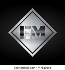 EM Monogram, Silver Logo, Metal Logo, Luxury, Elegant, Abstract, square