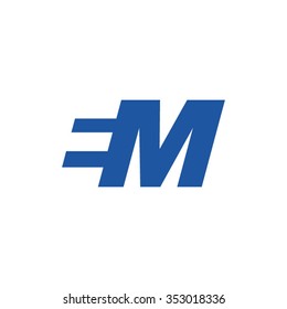 EM negative space letter logo blue