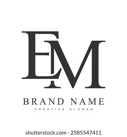 EM trendy logotype template. Initial letter e and m classic font style. Creative logo for company name or identity. Vector illustration.