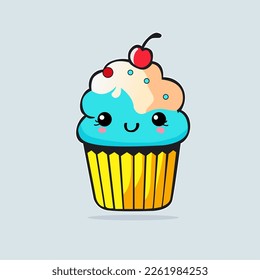 Ilustração em vetor cupcake isolada no fundo branco, clipart de cupcake