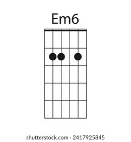 Icono de guitarra Em6 ilustración vectorial