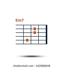 Em7, Basic Guitar Chord Chart Icon Vector Template