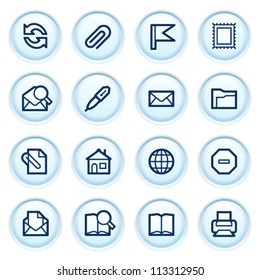 E-mai web icons on blue buttons.