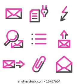 Correo electrónico 2 iconos web, serie de contorno rosa