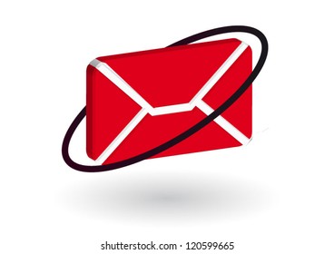 Email 3d concept red icon