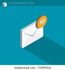 e-mail 3D isometric web icon