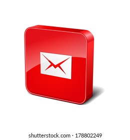 Email 3d Rounded Corner Red Vector Icon Button