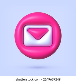 Email 3d in 3d style on blue background. 3d render illustration. Isolated vector illustration. Business icon. Message notification icon. Render new email notification