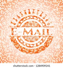 Email abstract orange mosaic emblem with background