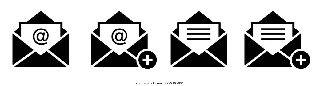 Ilustración vectorial de icono de adición de correo electrónico