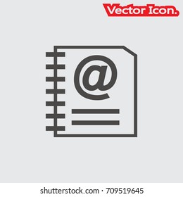 Email address book icon isolated sign symbol and flat style for app, web and digital design. Vector illustration.