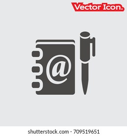 Email address book icon isolated sign symbol and flat style for app, web and digital design. Vector illustration.