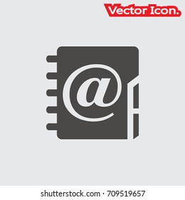 Email address book icon isolated sign symbol and flat style for app, web and digital design. Vector illustration.