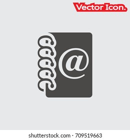 Email address book icon isolated sign symbol and flat style for app, web and digital design. Vector illustration.