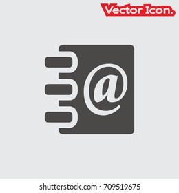 Email address book icon isolated sign symbol and flat style for app, web and digital design. Vector illustration.