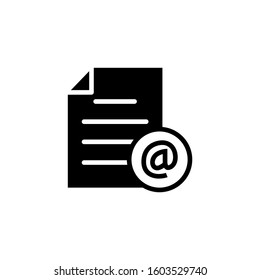 E-mail address document file internet page icon in black flat on white background, Vector icon