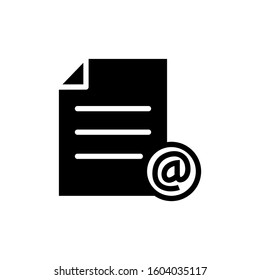 E-mail address document file internet page icon in black flat on white background, Vector icon