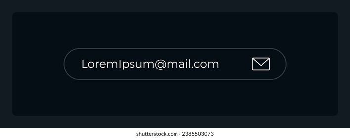 Email address field UI element template. Editable isolated vector dashboard component. Flat user interface. Visual data presentation. Web design widget for mobile application with dark theme