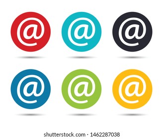 Email address icon flat round button set illustration design isolated on white background