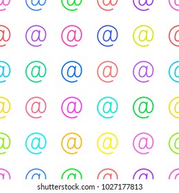 E-mail address icon pattern/ Multicolored symbols on white background