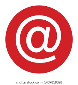 Email address icon vector isolated on flat red round button illustration