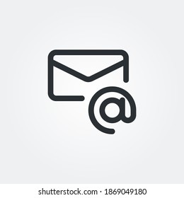 vector de icono de dirección de correo electrónico aislado con estilo de línea y color negro, ilustración de símbolo perfecto de píxel