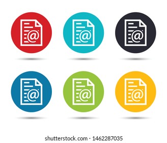 Email address page icon flat round button set illustration design isolated on white background