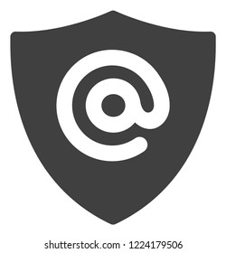 Email address shield icon on a white background. Isolated email address shield symbol with flat style.