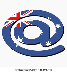 símbolo AT de dirección de correo electrónico con ilustración de bandera australiana