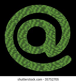 e-mail address AT symbol made of binary code on black illustration