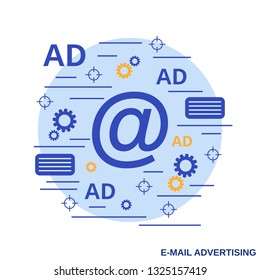 E-mail advertising, marketing, promotion flat design style vector concept illustration