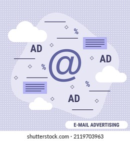 E-mail advertising, marketing, promotion flat design style vector concept illustration