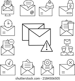 Email, alert, envelope icon in a collection with other items