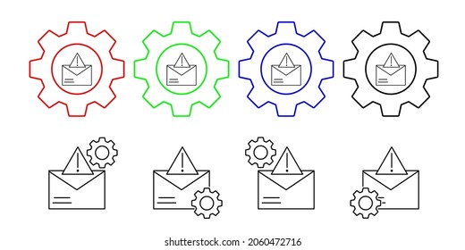 Email, alert, envelope vector icon in gear set illustration for ui and ux, website or mobile application