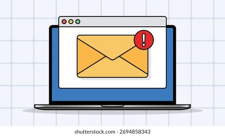 Alerta por correo electrónico en la pantalla del portátil