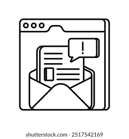Email Alert Outline Icon, Vector illustration