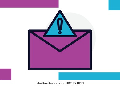 
Email alert, warning, icon colored line symbol. Premium quality isolated email element. 
