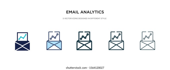email analytics icon in different style vector illustration. two colored and black email analytics vector icons designed in filled, outline, line and stroke style can be used for web, mobile, ui