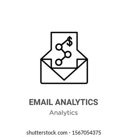 Email analytics outline vector icon. Thin line black email analytics icon, flat vector simple element illustration from editable analytics concept isolated on white background