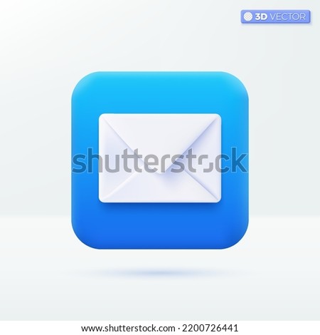 Email app icon symbols. mobile Interface, message, send and recieve new contact concept. 3D vector isolated illustration design. Cartoon pastel Minimal style. You can used for design ux, ui, print ad.