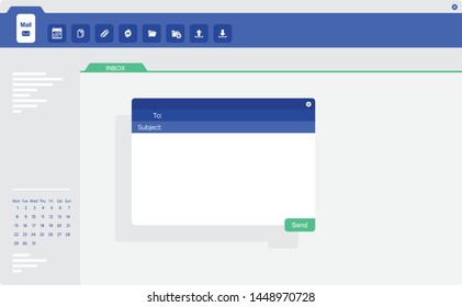 Email Application Ui Screen With Pop-up Send Window.