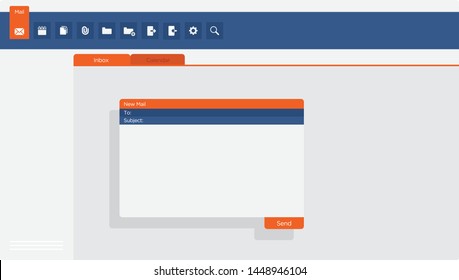 Email Application User Interface Screen With Pop-up Send Window.