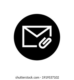 Email attach icon in black round style