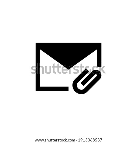Email attach symbol icon in glyph style. Message and email symbols with conditions. Vector
