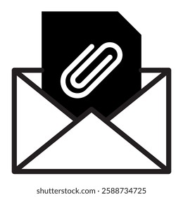 Email Attachment and File Sharing Icon. Secure Document Transfer, Digital Messaging, and Online Collaboration. Vector Editable Stroke and Colors.