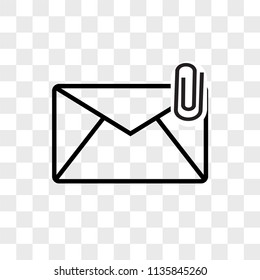 Email attachment interface vector icon on transparent background, Email attachment interface icon