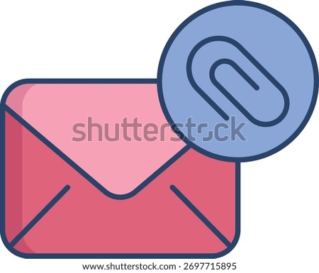 email attachment linear color icon design