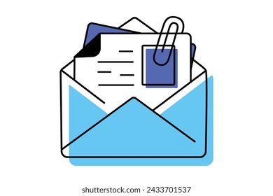 Email attachment related color line vector icon, illustration. The icon is about mail address, envelope, letter, message, email attachment, file. The composition is infinitely scalable.
