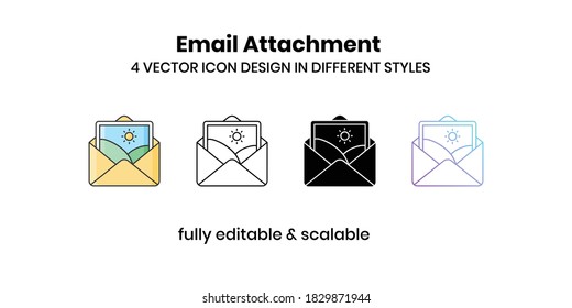 Email Attachment Vector illustration icons in different style