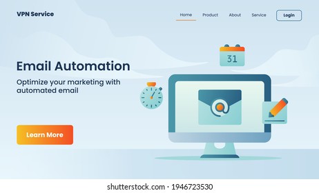 Email Automation Campaign For Web Website Home Homepage Landing Page Banner Template With Flat Style